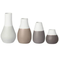 4er Mini Pastellvasen Set Grautöne 4 – 8.5cm