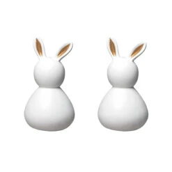 Ostern Porzellanhase Klein 2er Set Damen Gold 5cm