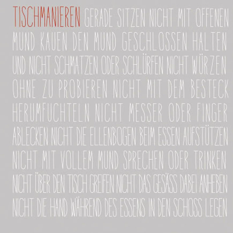 Servietten „Tischmanieren“ 1 Servietten „Tischmanieren“