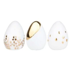 Ostern Minieier 3er Set 2.5-3.5cm Weiß-gold